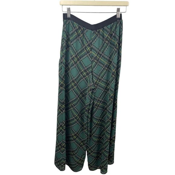 SONIA Rykiel Paris Green Tartan High Waist Wide Leg Trousers Size S ( 28 Waist) - Picture 3 of 5